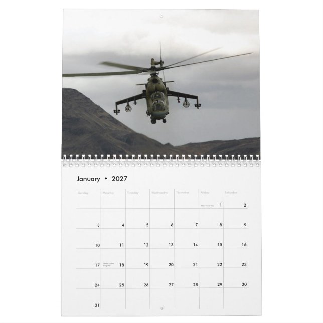 Calendario trasero de la cañonera (Jan 2027)