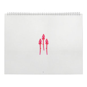 Calendario Tres flores rosas con fondo negro