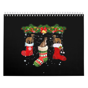 Calendario Tres Perros De Greyhound En Santa Navidades De Luc