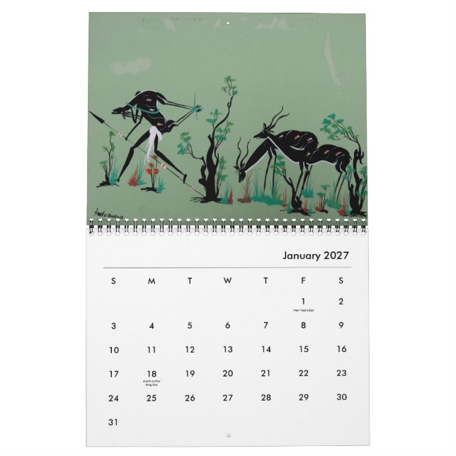 Calendario tribal africano del arte (Jan 2027)