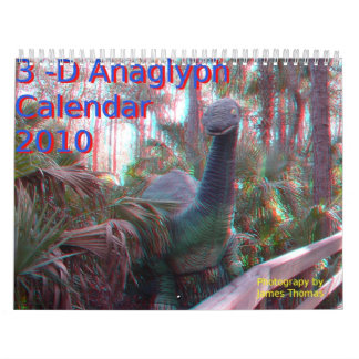 calendario tridimensional de la foto del anáglifo