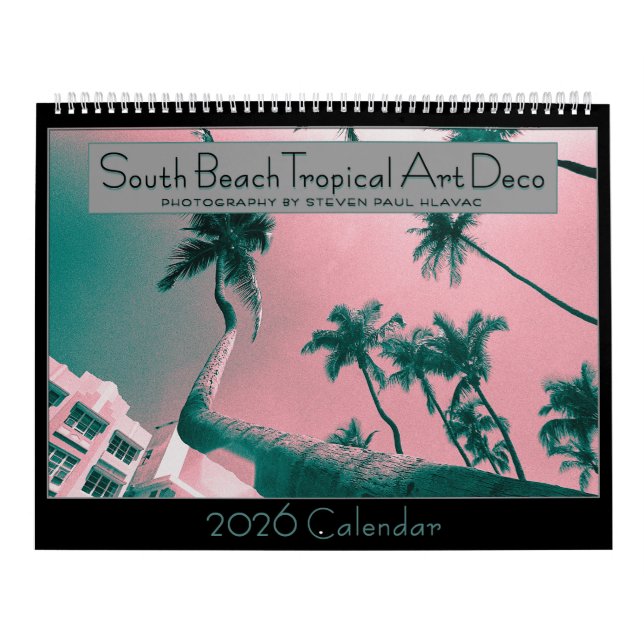 Calendario Tropical Art Deco de South Beach 2026 (Tapa)