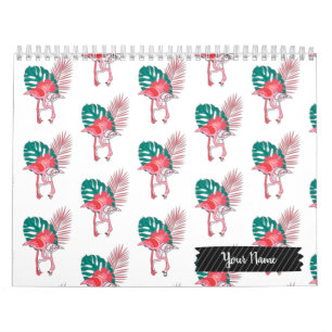 Calendario Tropical Cute divertido flamingo patrón acuarela C