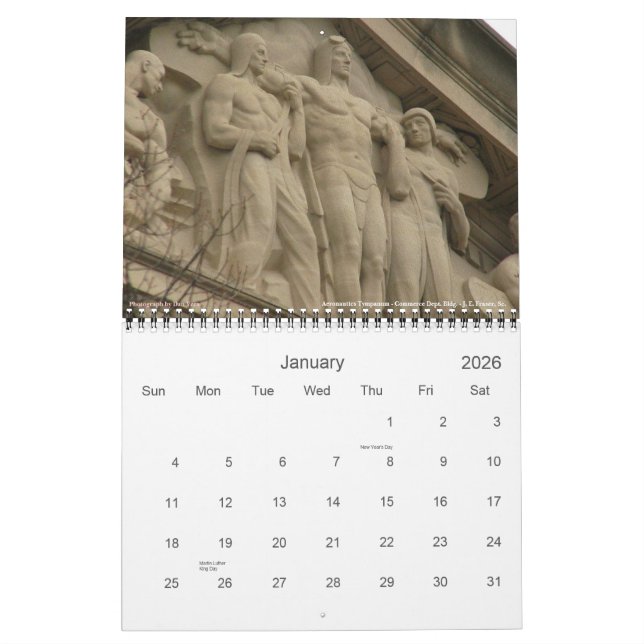 Calendario Trozos monumentales de Washington, DC 2011 - (Jan 2026)