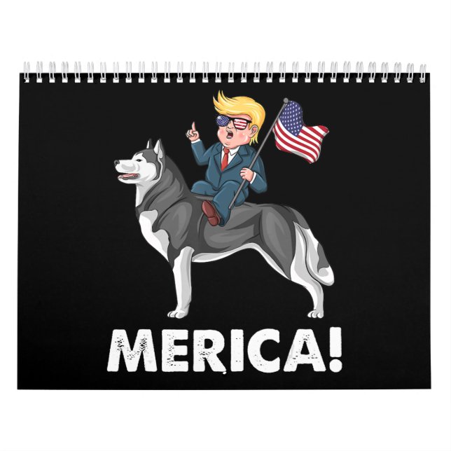 Calendario Trump Merica: Héroe estadounidense Husky Dog (Tapa)