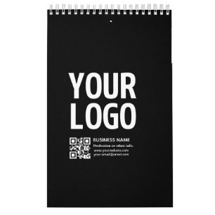 Calendario Tu logotipo con código QR editable y texto