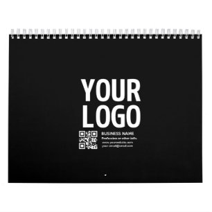 Calendario Tu logotipo con código QR editable y texto