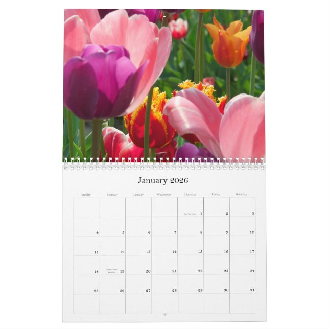 Calendario tulipanes durante todo el año (Jan 2026)