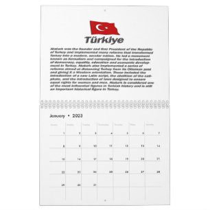 Calendario Turkiye Calender 100 aniversario de la República