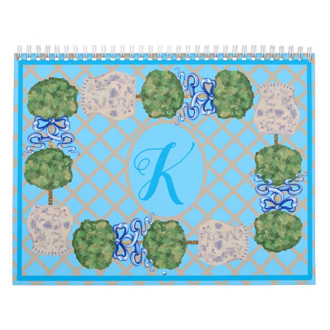 Calendario Turquoise Chinoiserie Ginger Jar Jars Topiary (Tapa)