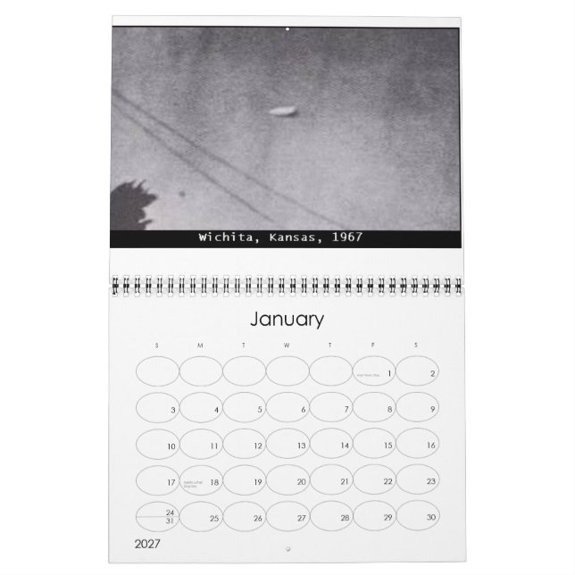 Calendario UFOs clásico (Jan 2027)