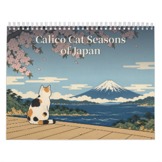 Calendario Ukiyo-e Calico Cat Japanese Seasons Art
