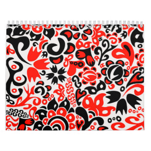 Calendario Ukrainian ethnic folk art floral pattern absrtact