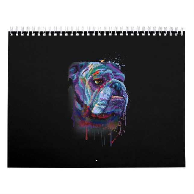 Calendario Un Bulldog inglés de Bulldog colorido (Tapa)