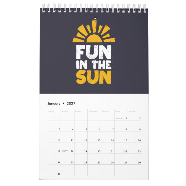 Calendario Un cartel que dice diversión al sol (Jan 2027)