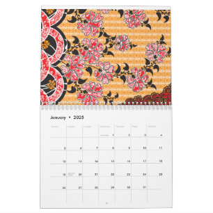 Calendario Un cautivador patrón oriental adornado con fl rojo