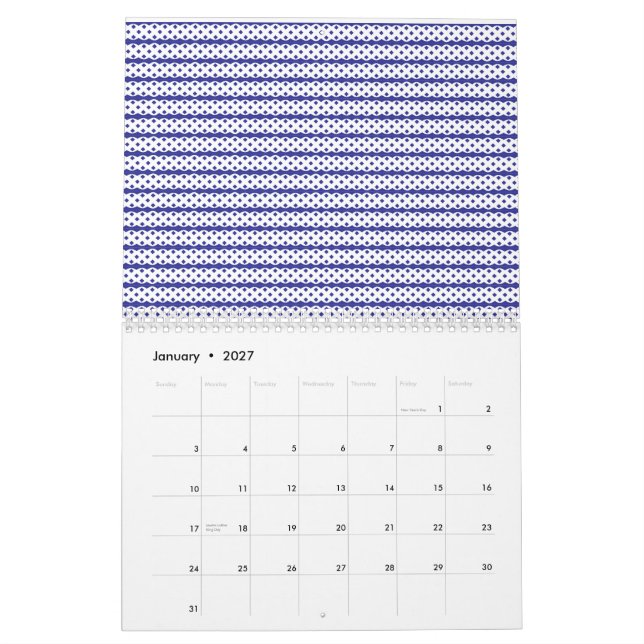 Calendario Un cielo azul vívido con nubes blancas dispersas. (Jan 2027)