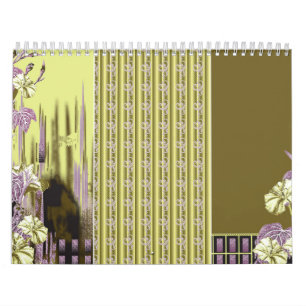 Calendario Un conjunto de cuatro variados motivos florales co