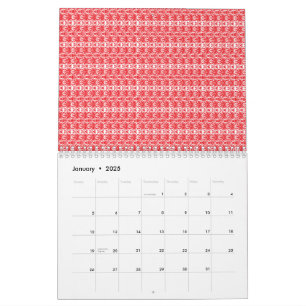 Calendario Un diseño abstracto rojo vivo y naranja con swirli