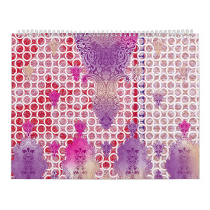 Calendario un diseño de fondo morado con puntos