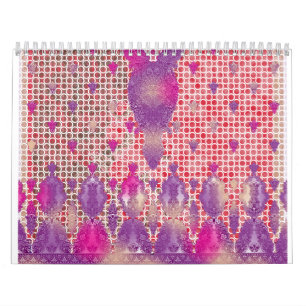 Calendario un diseño de fondo morado con puntos
