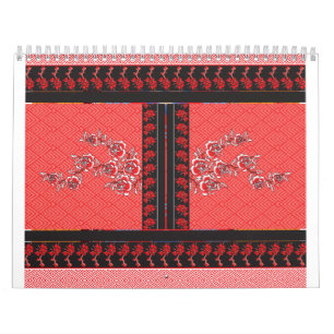 Calendario un diseño de papel pintado rojo y negro