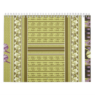 Calendario Un diseño floral llamativo con púrpura y grito