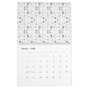 Calendario Un diseño monocromático que muestra una multitud d