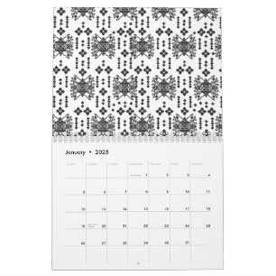 Calendario Un diseño simétrico monocromo con intricados
