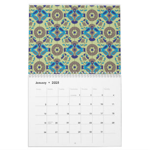 Calendario Un diseño textil simétrico con azul y/o