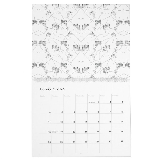 Calendario Un diseño visualmente atractivo que muestra una me (Jan 2026)