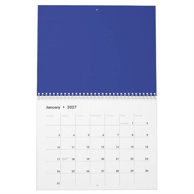Calendario Un fondo azul sólido sin otro elemento visible (Jan 2027)