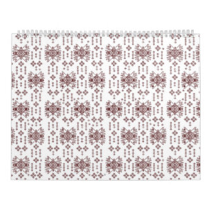 Calendario un fondo blanco con un patrón rojo