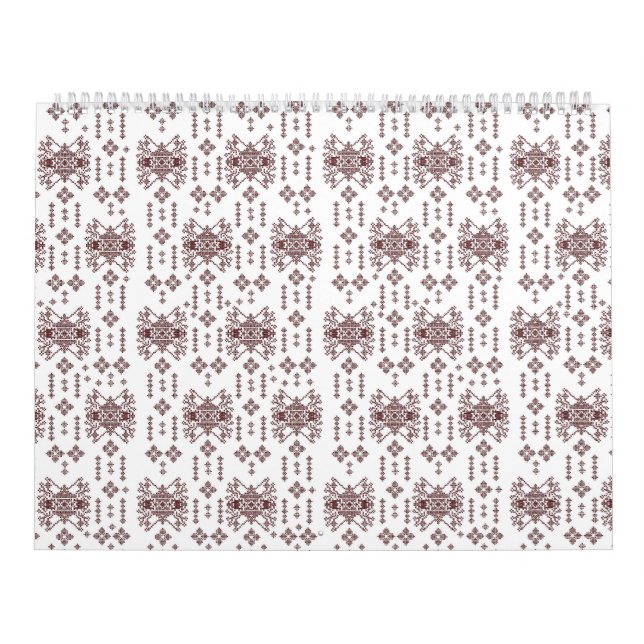 Calendario un fondo blanco con un patrón rojo (Tapa)
