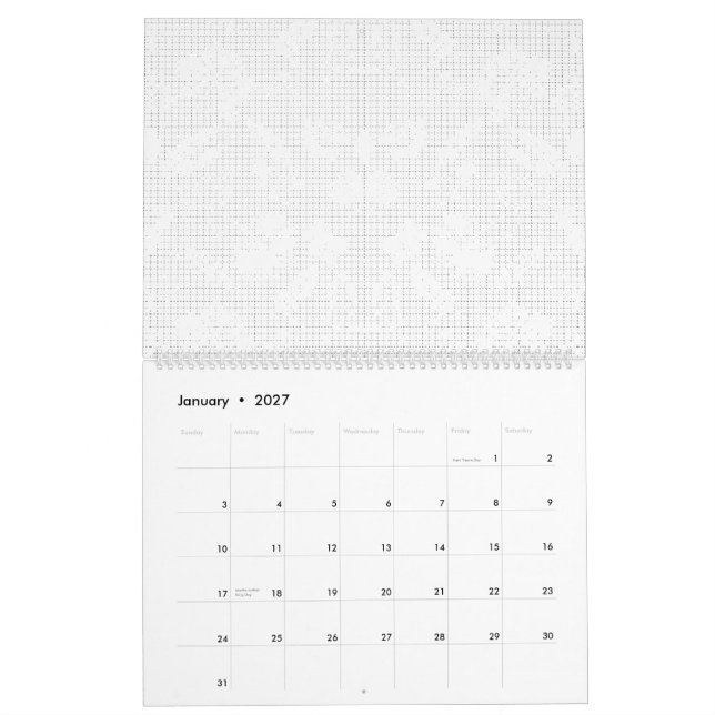 Calendario Un fondo blanco con una disposición divertida (Jan 2027)