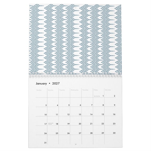 Calendario Un fondo blanco sin otros elementos visibles (Jan 2027)