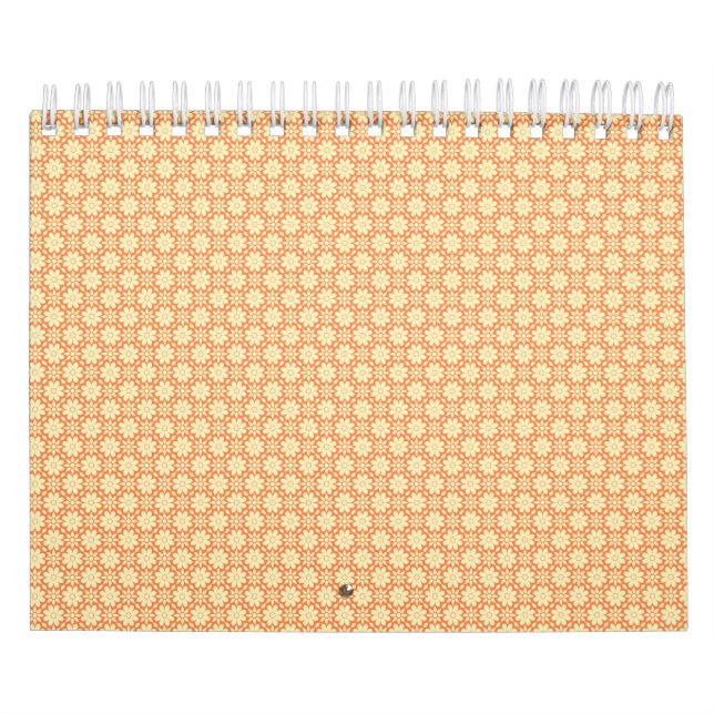 Calendario un fondo blanco y naranja con un patrón (Tapa)