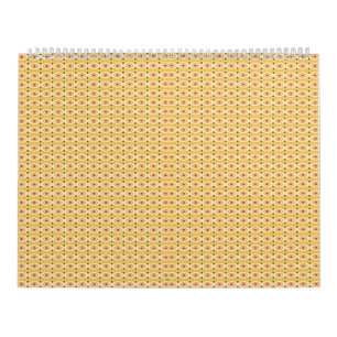 Calendario un fondo naranja y amarillo con círculos