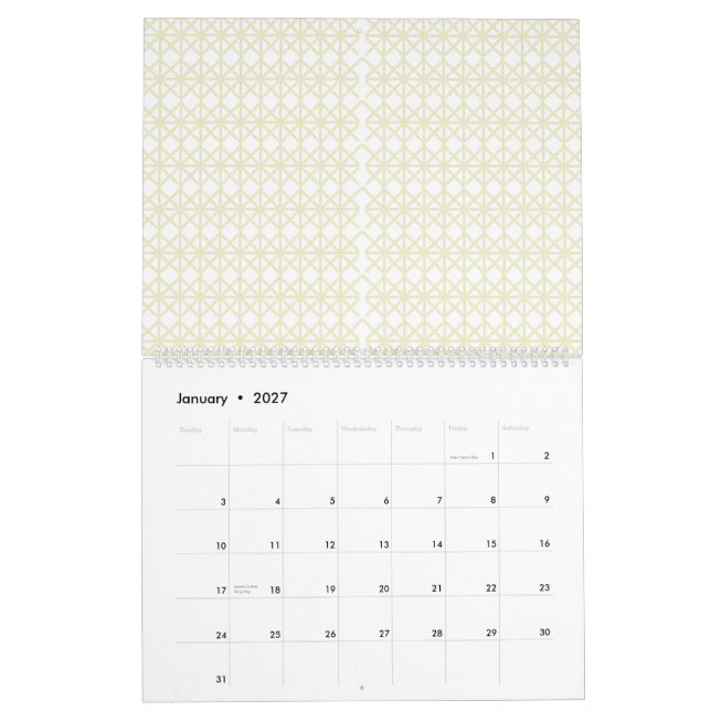 Calendario un fondo naranja y amarillo con puntos pequeños (Jan 2027)