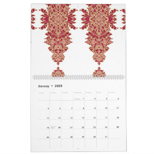 Calendario un fondo negro con un patrón rojo