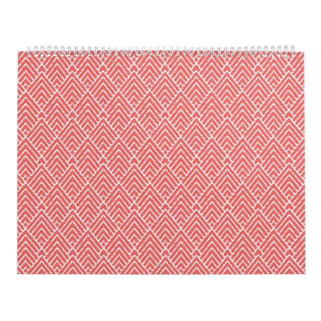 Calendario un fondo rojo y blanco con un patrón (Tapa)