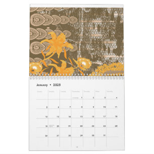 Calendario Un motivo floral y de hoja ornamentado sobre un fo