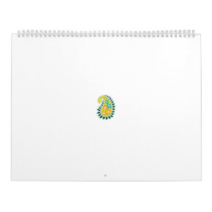 Calendario un paisley amarillo y verde con hojas y flores
