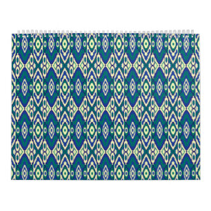 Calendario un patrón azul y verde con fondo blanco