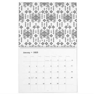 Calendario un patrón blanco y negro con fondo blanco