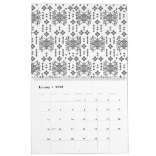 Calendario un patrón blanco y negro con fondo blanco