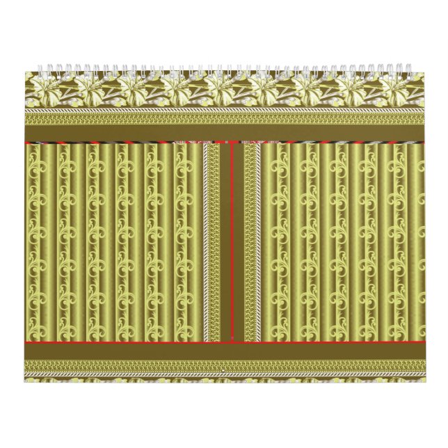 Calendario un patrón cruzado de un jarrón con flores (Tapa)