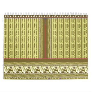 Calendario un patrón cruzado de un jarrón con flores