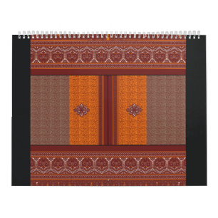 Calendario un patrón cruzado en naranja y marrón