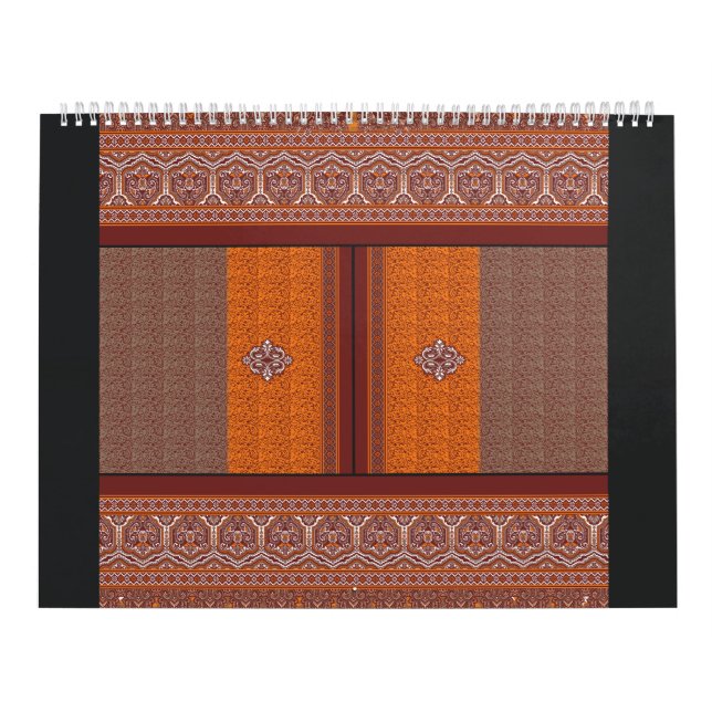 Calendario un patrón cruzado en naranja y marrón (Tapa)